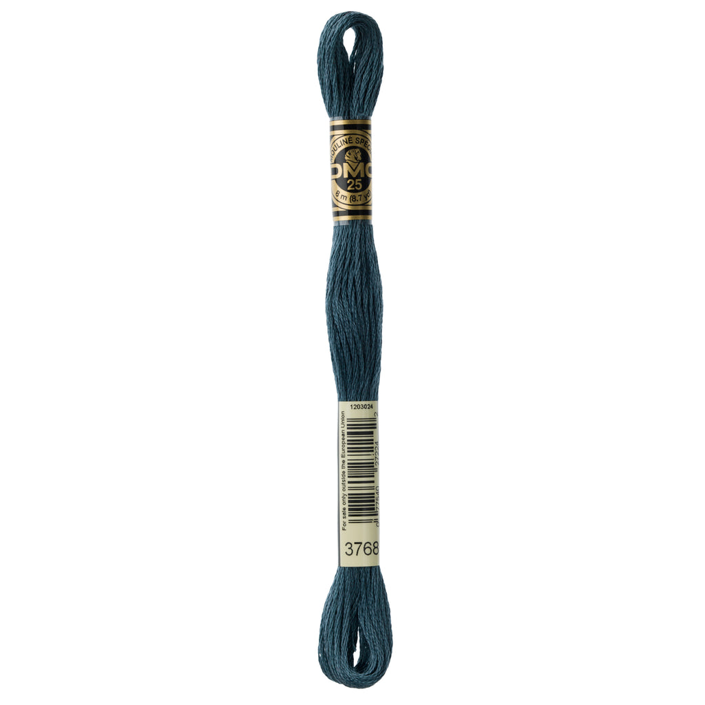 teal embroidery floss, blue-green embroidery floss, DMC 3768