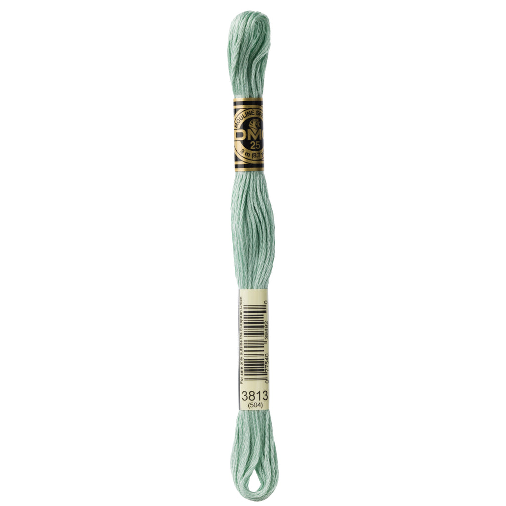 teal embroidery floss, blue-green embroidery floss, seafoam, DMC 3813