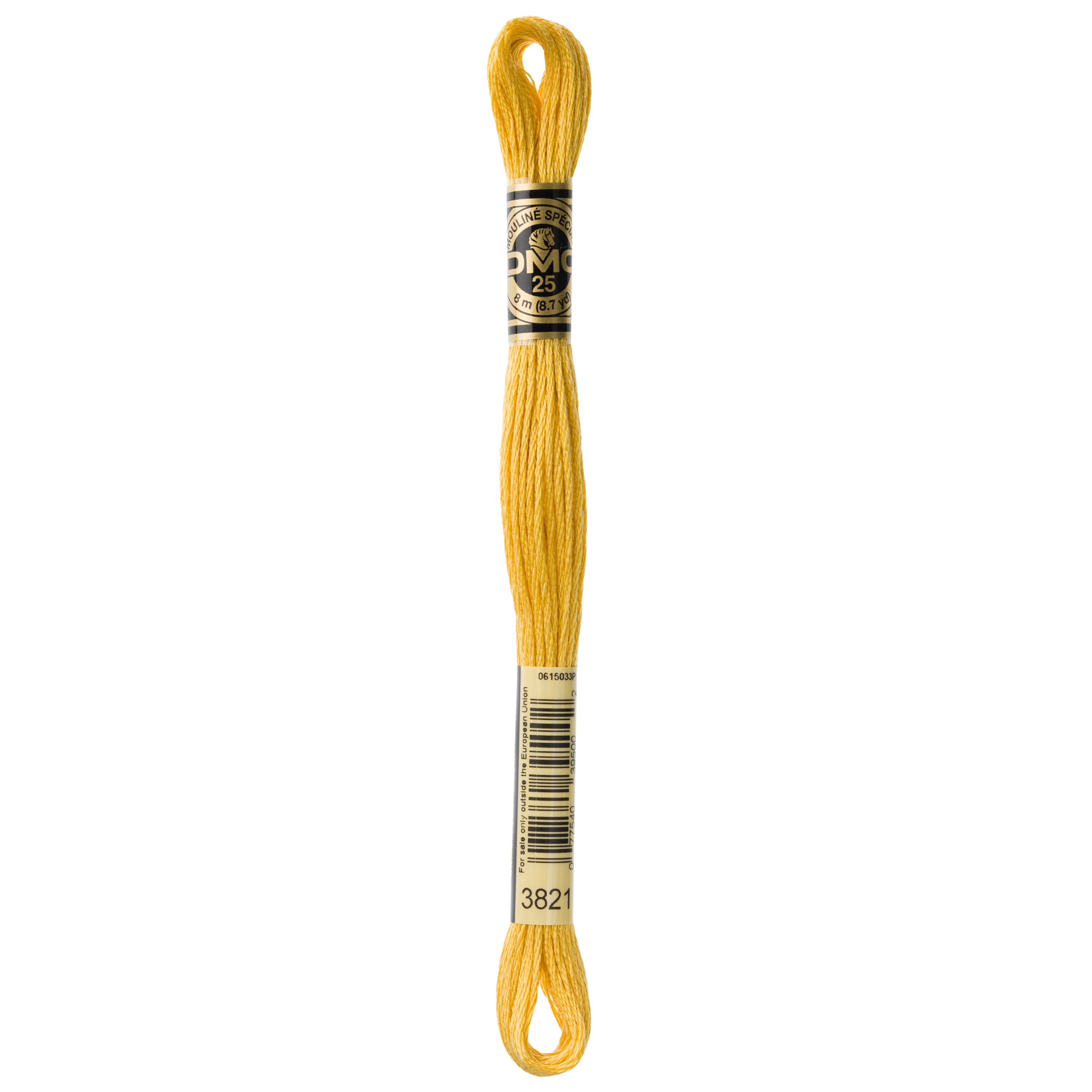 yellow embroidery floss, gold embroidery floss, DMC 3821