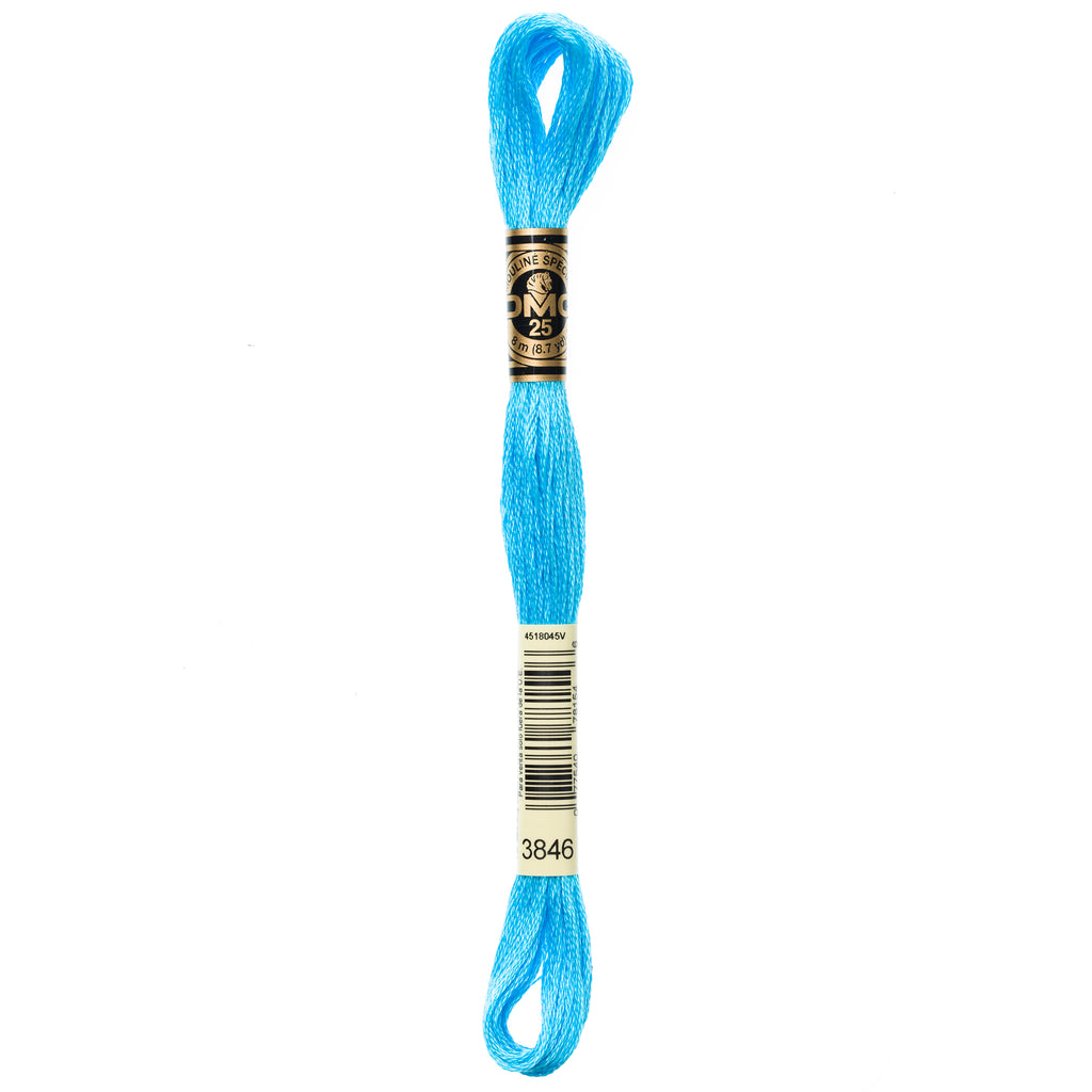 blue embroidery floss, DMC 3846