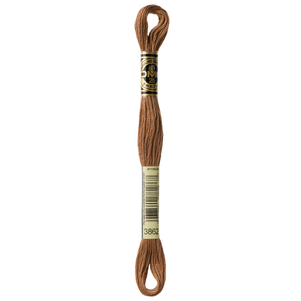 brown embroidery floss, DMC 3862