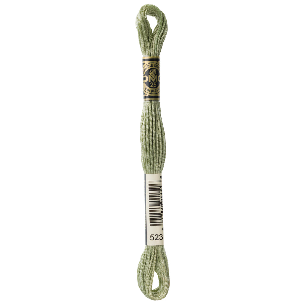green embroidery floss, DMC 523