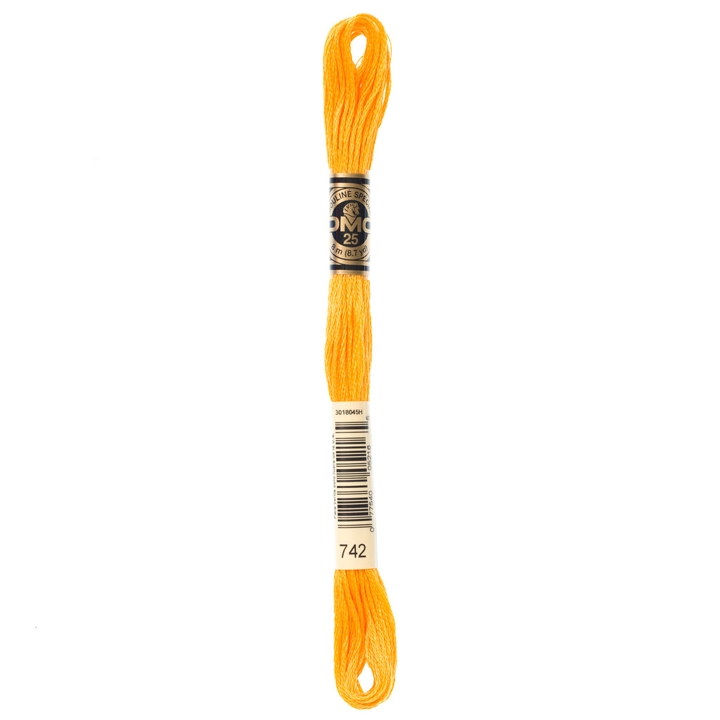yellow embroidery floss, DMC 742