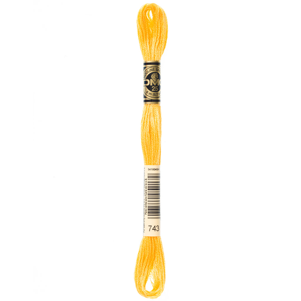 yellow embroidery floss, DMC 743