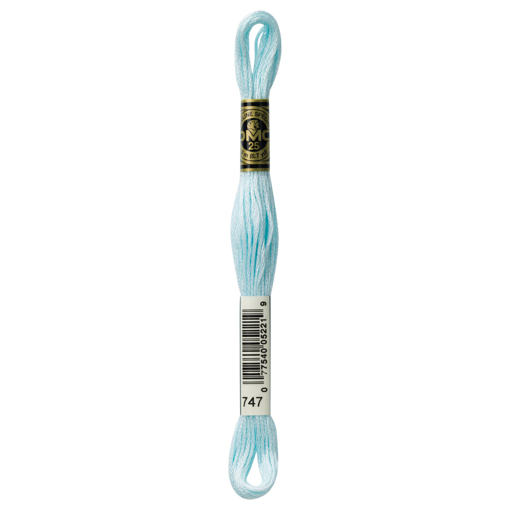 blue embroidery floss, DMC 747