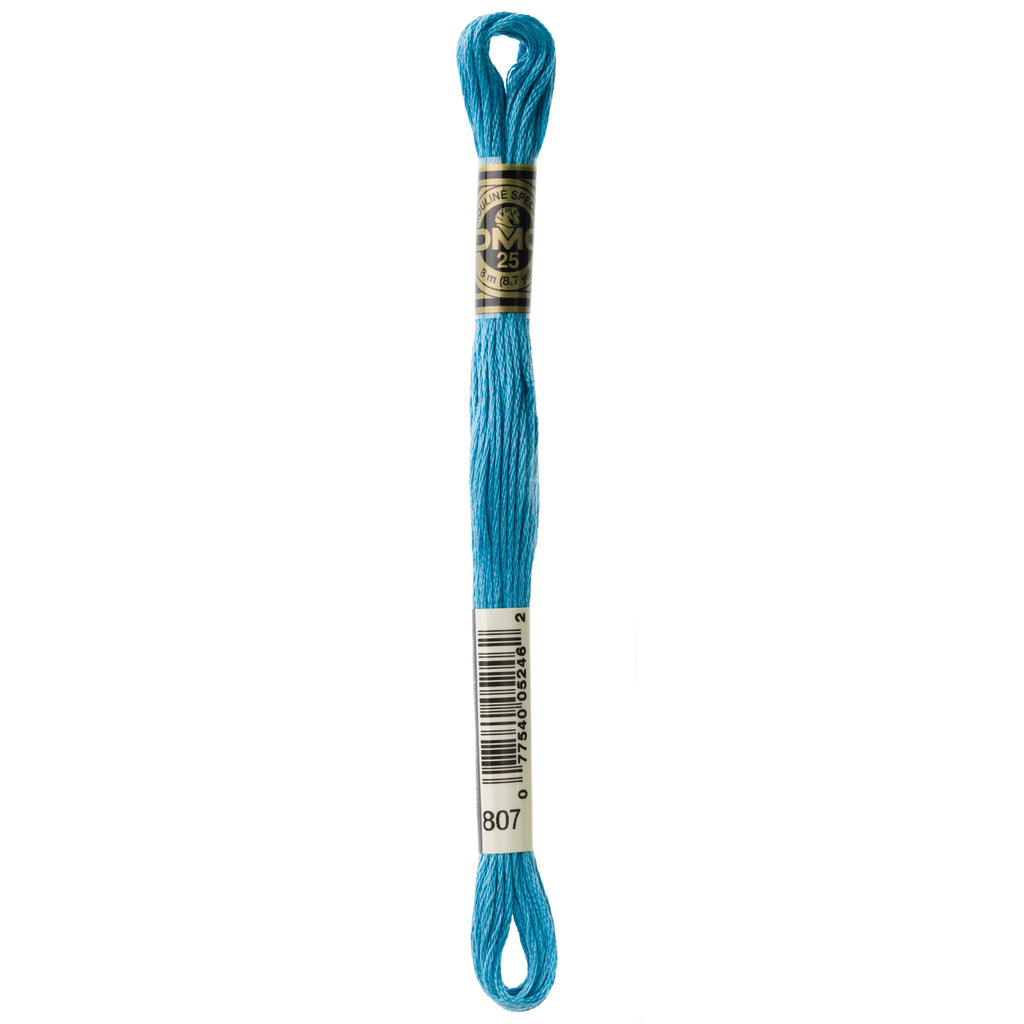 teal embroidery floss, blue-green embroidery floss, DMC 807
