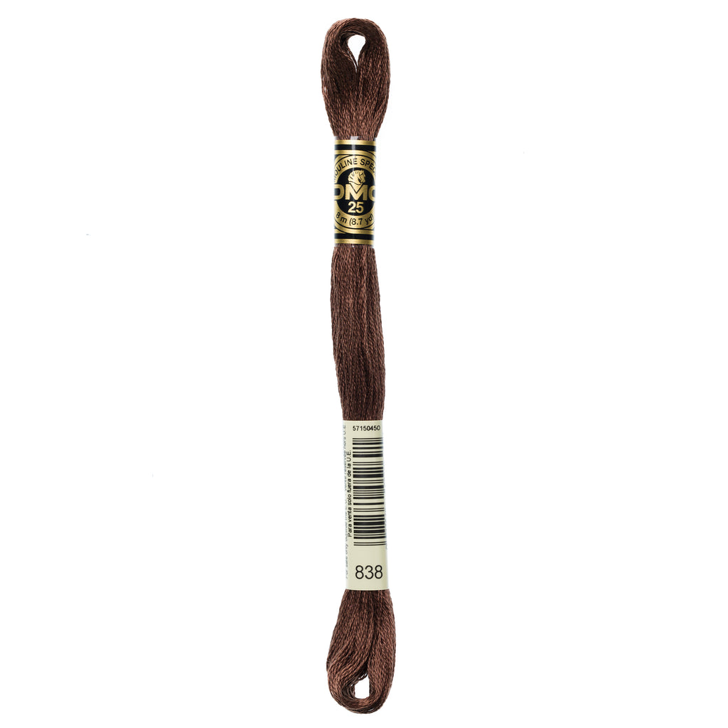brown embroidery floss, DMC 838