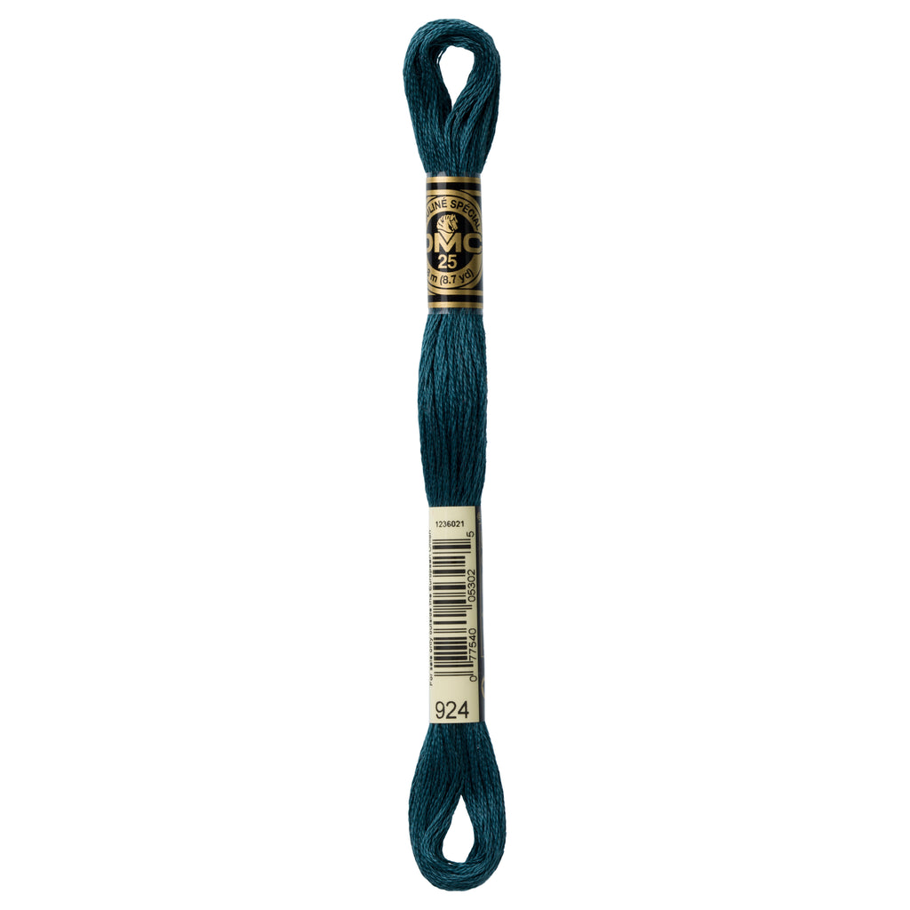 teal embroidery floss, blue-green embroidery floss, DMC 924