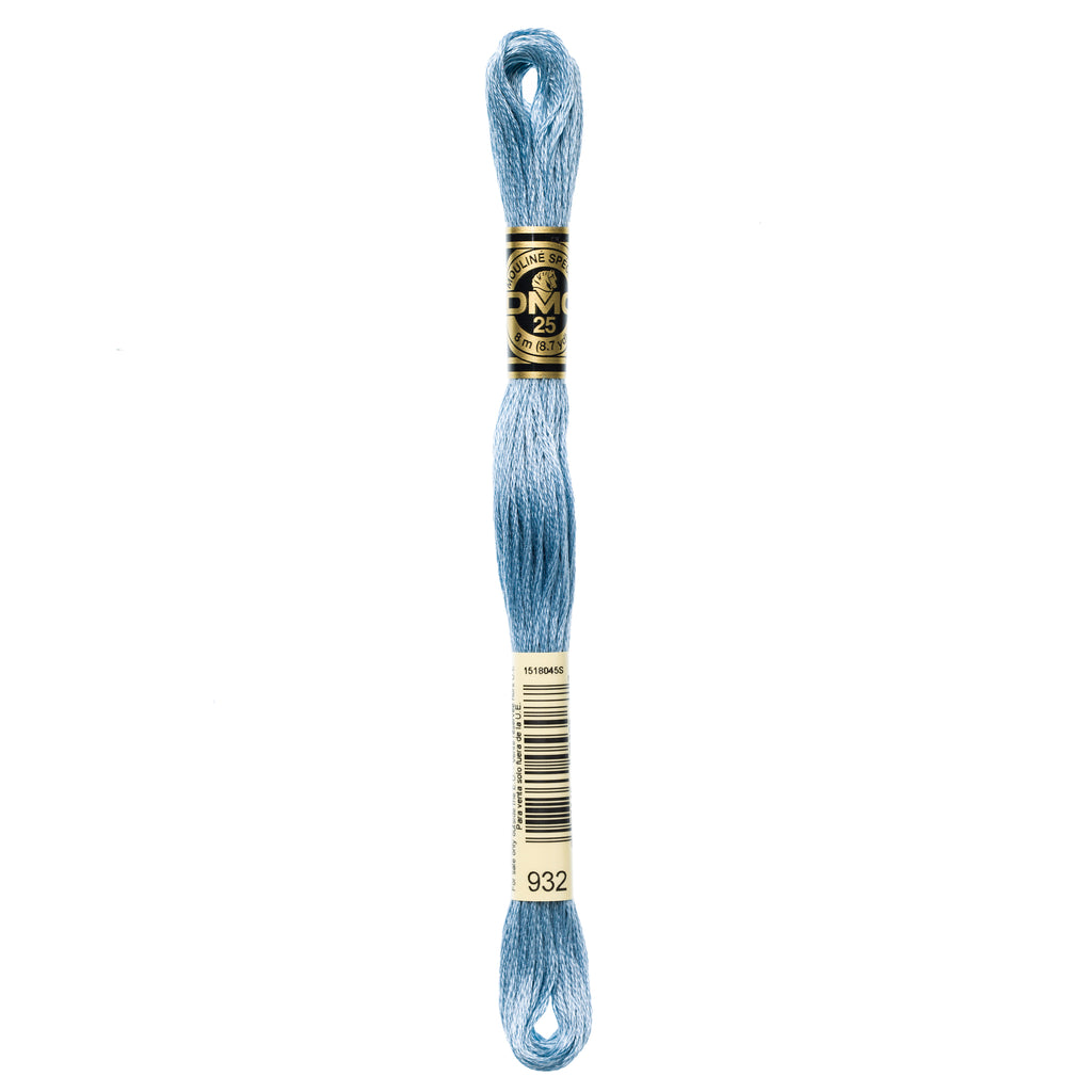 blue embroidery floss, DMC 932