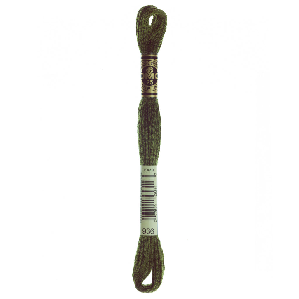 green embroidery floss, DMC 936