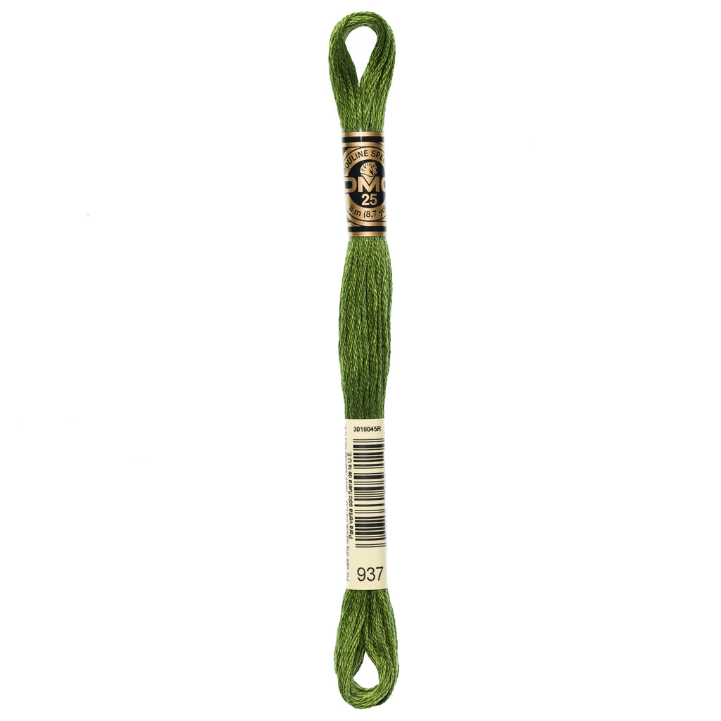 green embroidery floss, DMC 937