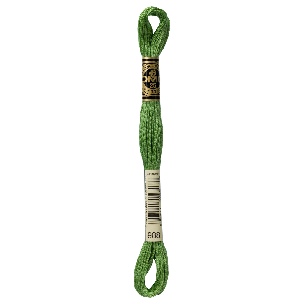 green embroidery floss, DMC 988