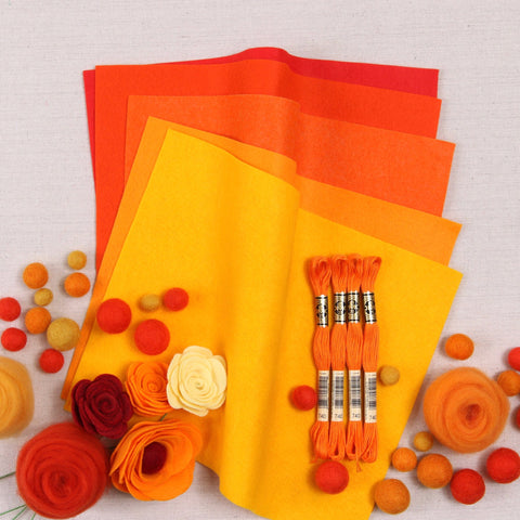 Felt Sheet - Tangerine - 9 x 12 inches –