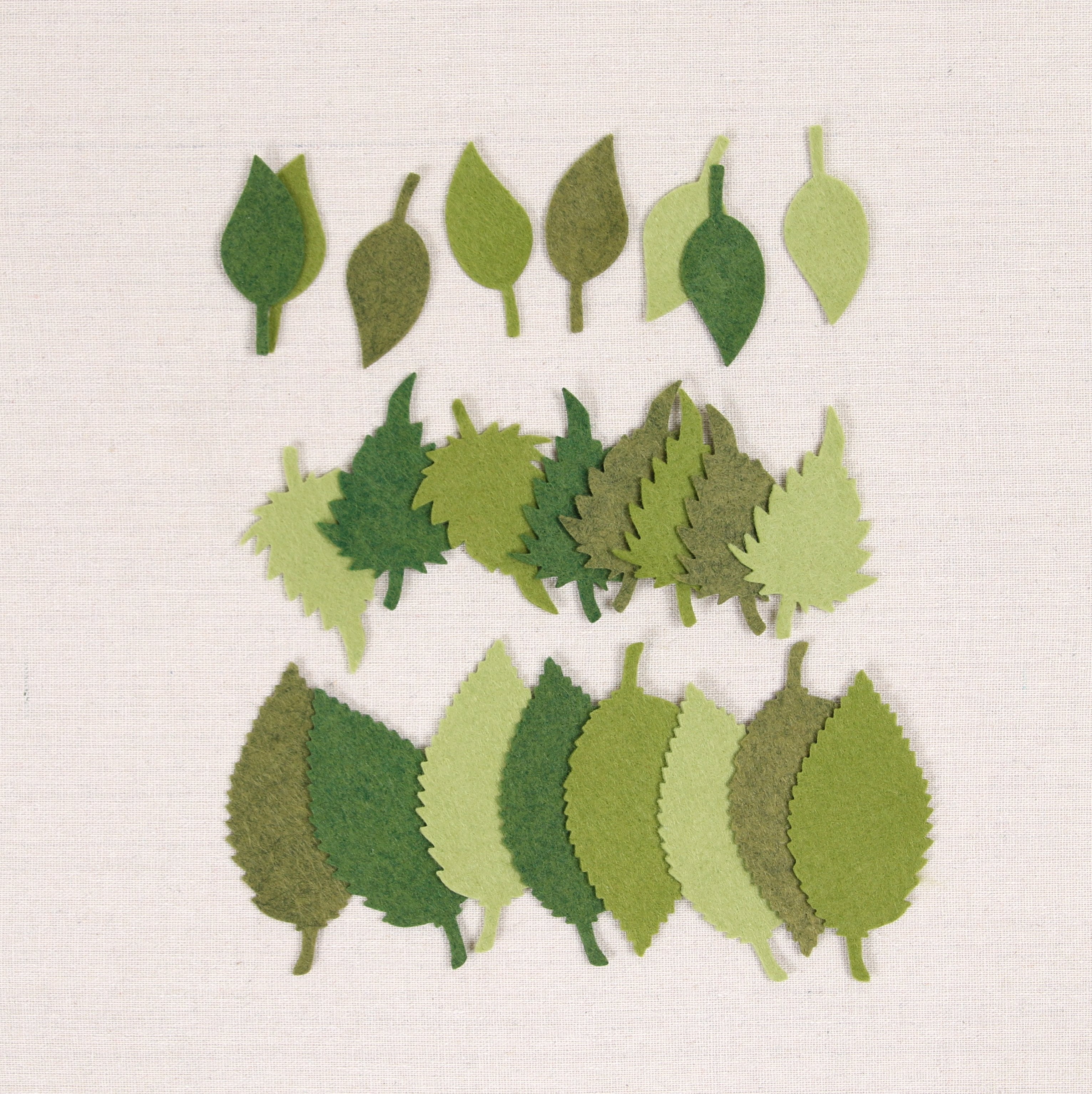 Felt-fetti Green Leaves, die cut shapes