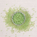 green seed beads, clover green seed beads