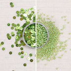 clover metallic sequin, clover bead, green sequins, green beads
