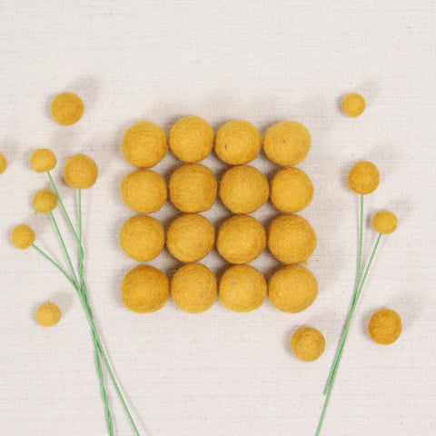 Mustard Felt Balls – Benzie Design