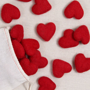 Felt Hearts in Red