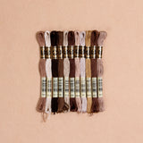 DMC embroidery floss, brown embroidery floss, cross-stitch thread