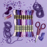 DMC embroidery floss, purple embroidery floss