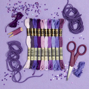 DMC embroidery floss, purple embroidery floss