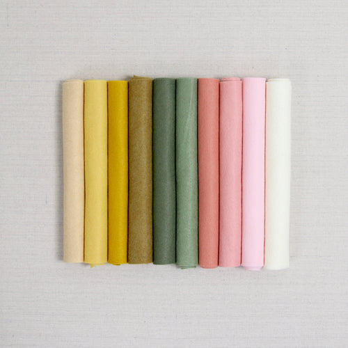 boho garden felt, wool blend felt, muted felt palette