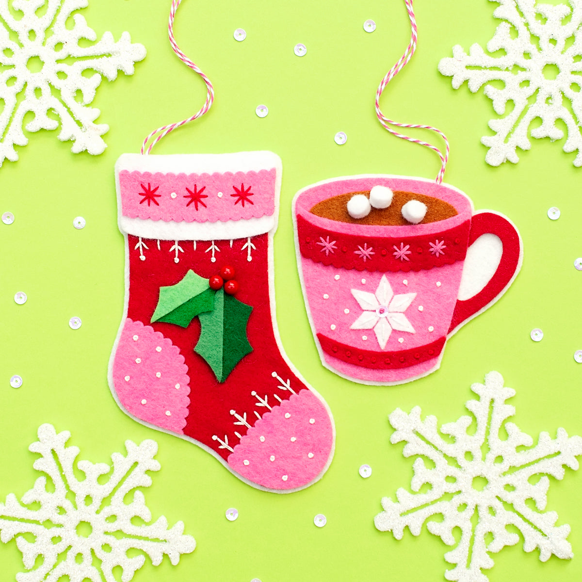 Stocking and Hot Chocolate Ornament Kit
