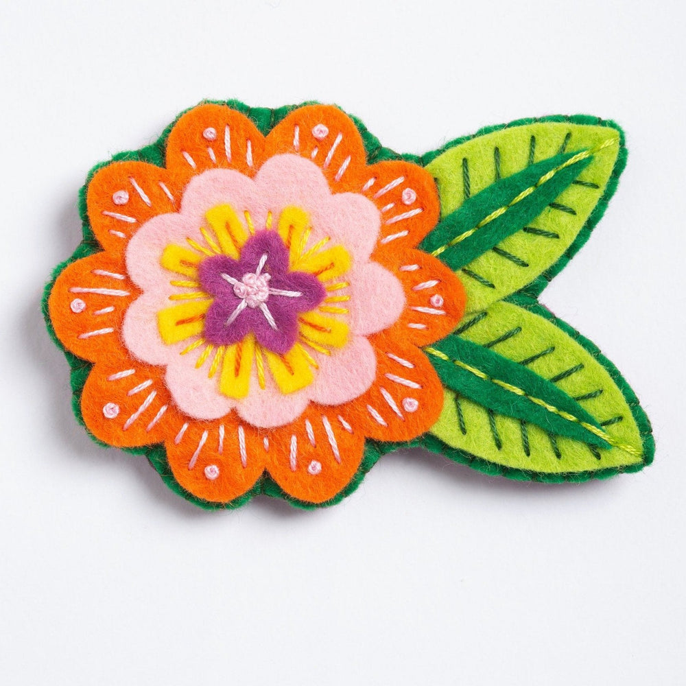 Felt Flower Brooch, 100% Natural Wool