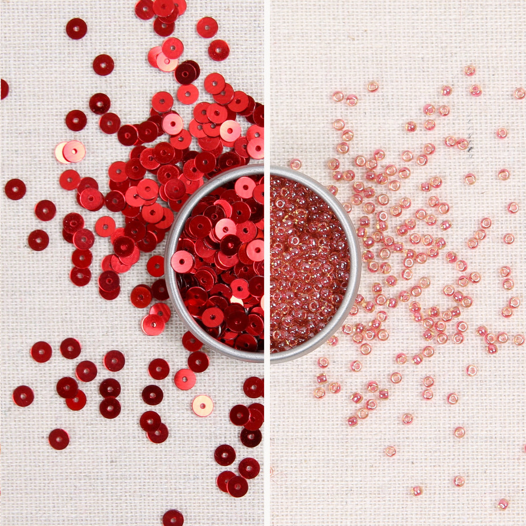 Metallic Sequins or Beads: Red