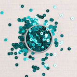 Teal sequins, turquoise sequins, metallic turquoise sequins