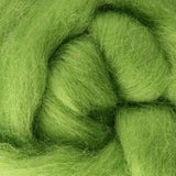 green wool roving, chartreuse wool roving, green needle felting wool
