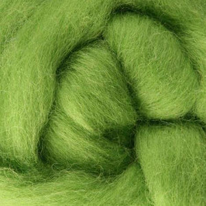 green wool roving, chartreuse wool roving, green needle felting wool