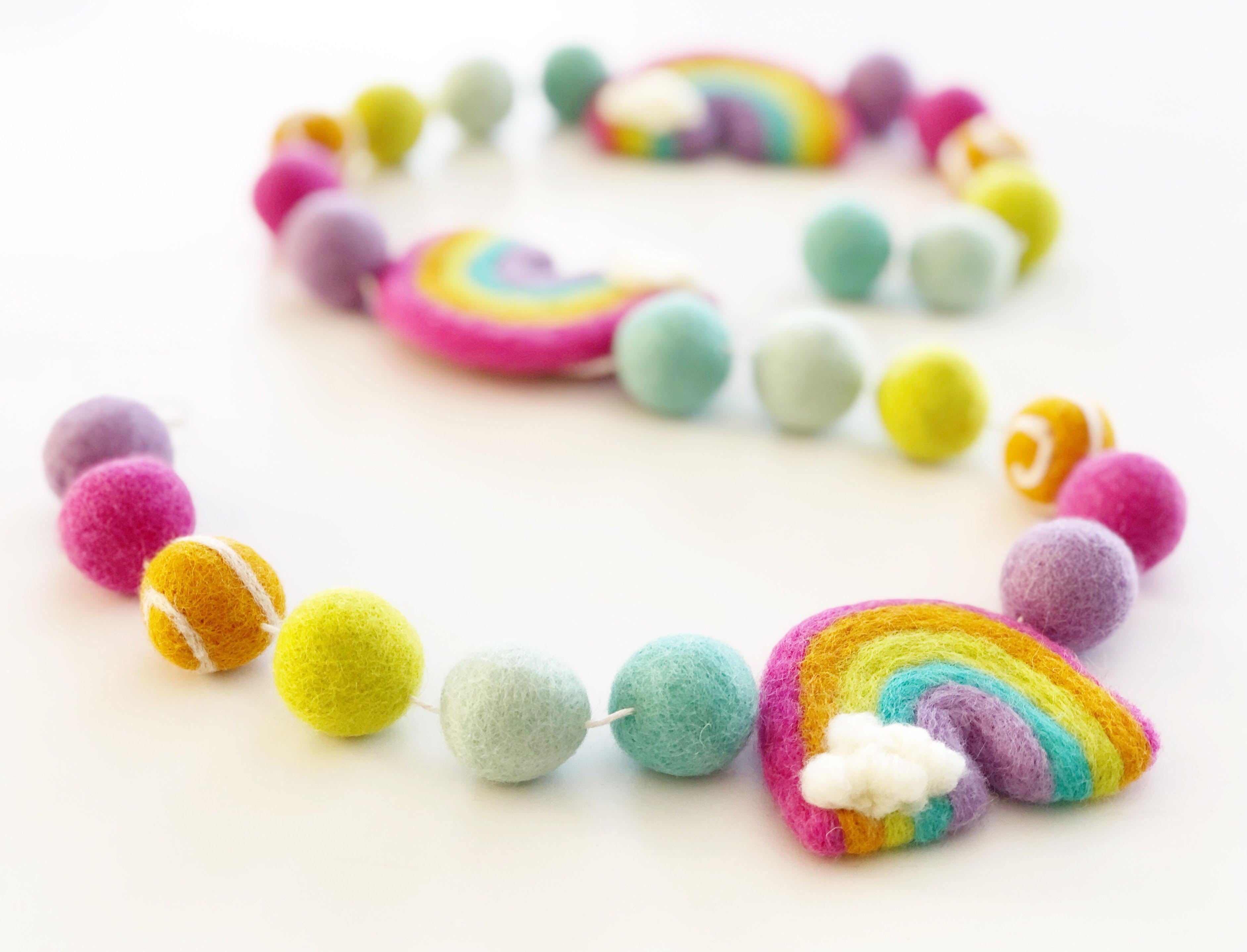 bright felt rainbow, felted rainbow, rainbow decoration