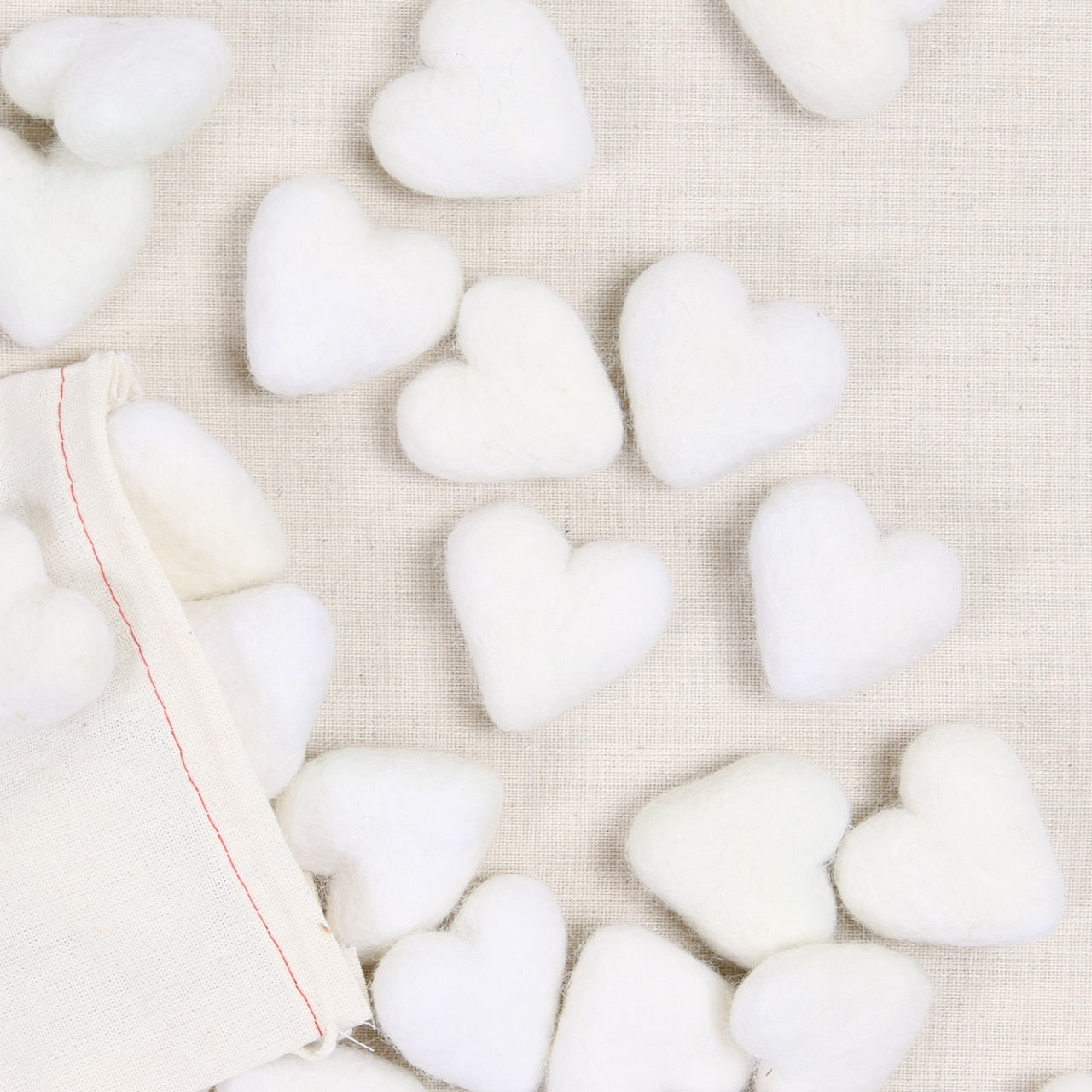 Felt Hearts, White