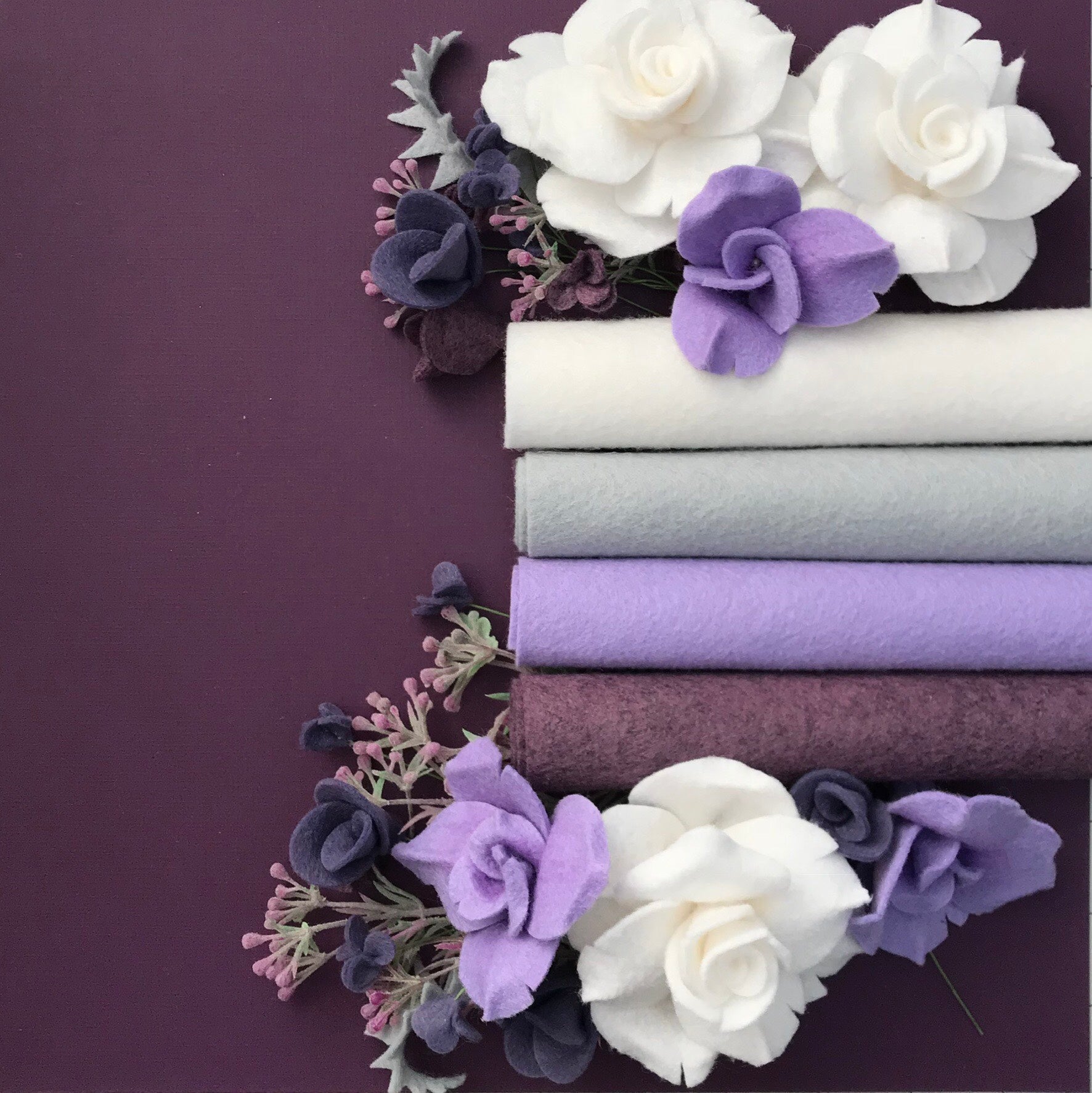 White Wool Blend Felt