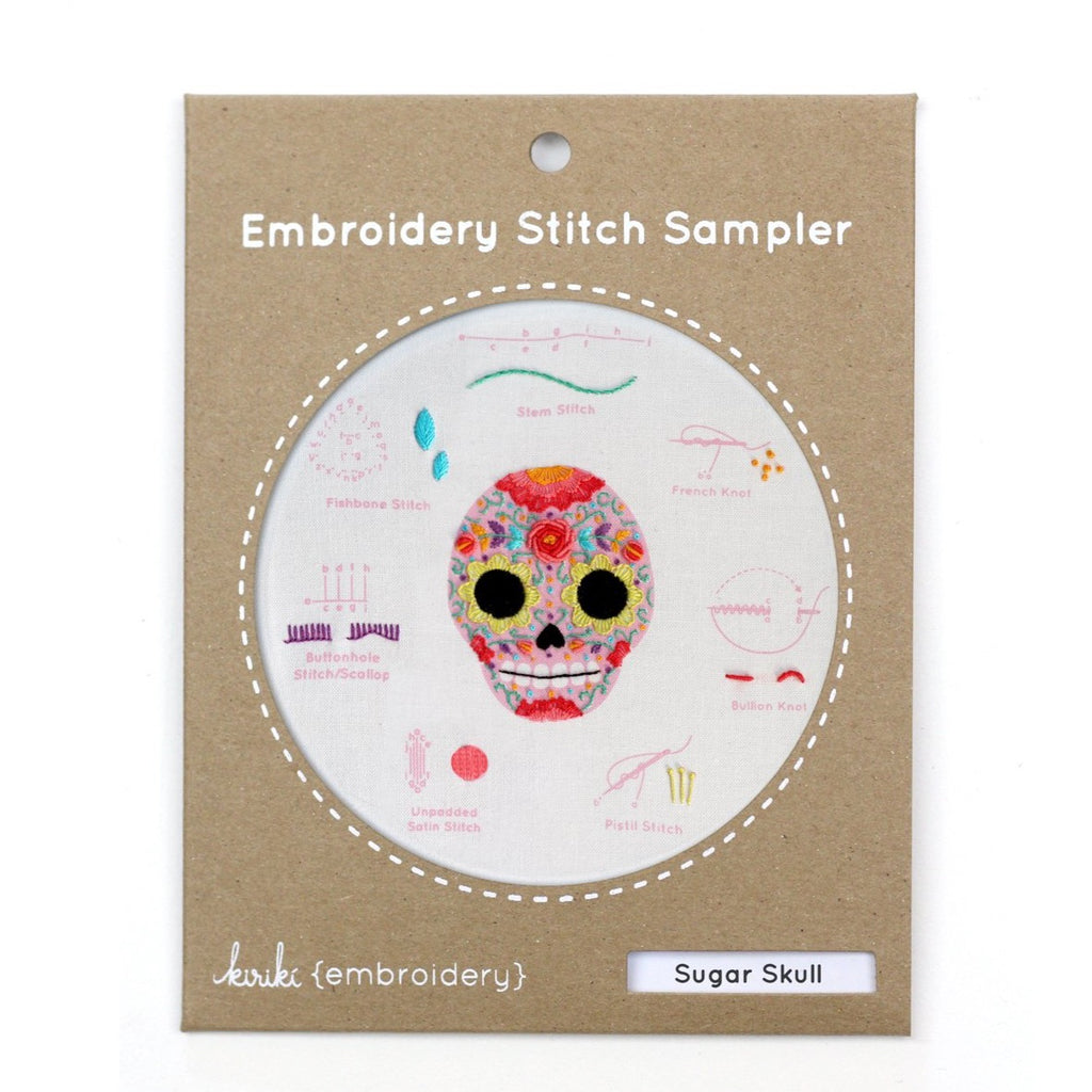Sugar Skull-Embroidery Stitch Sampler