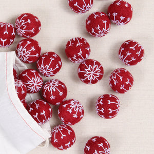 Scandinavian Stitched Poms, Crimson