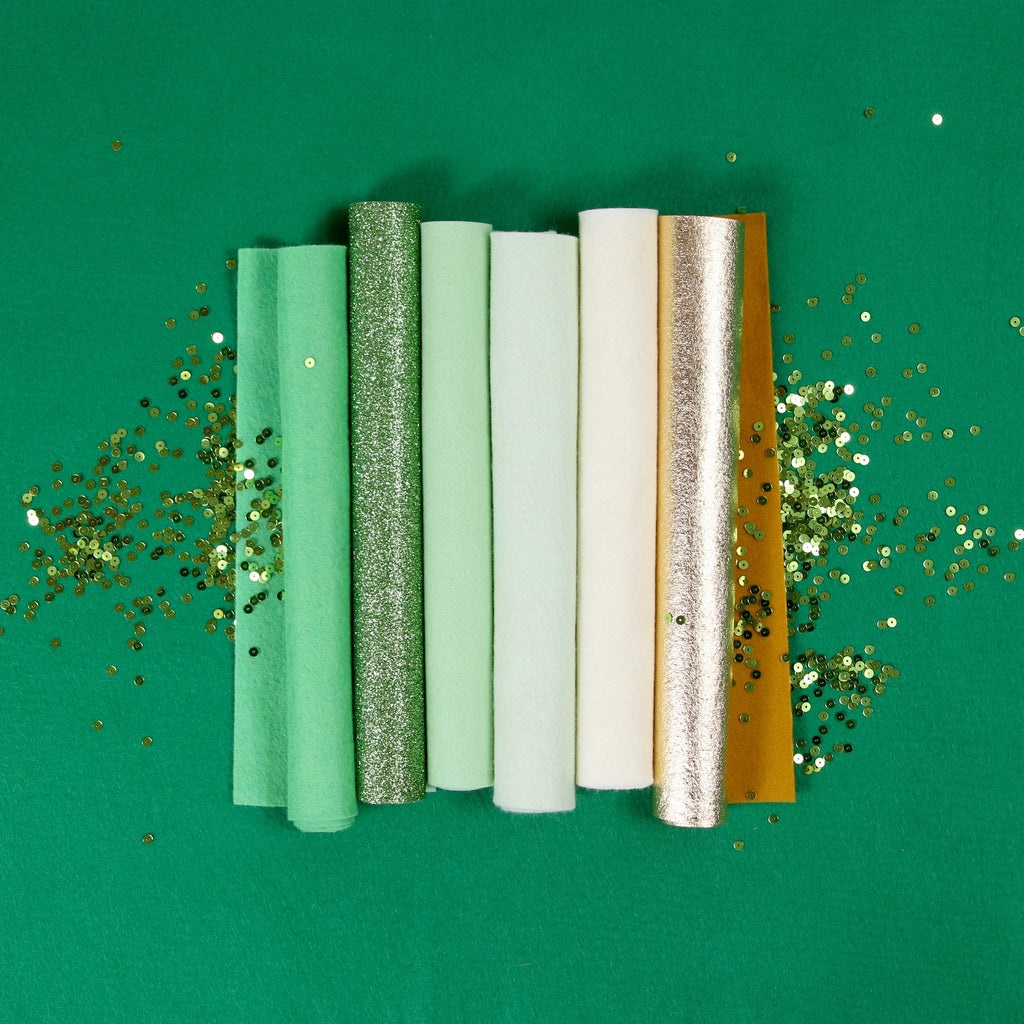 st. Patrick's day felt, green felt palette, metallic felt