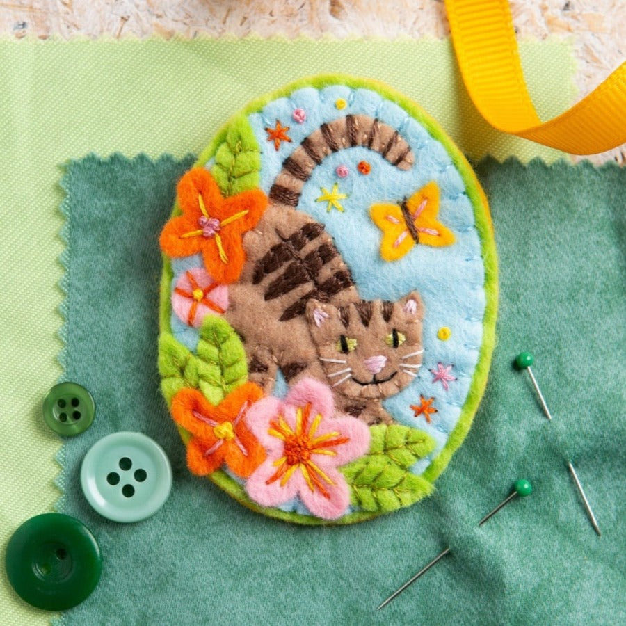 Tabby Cat Felt Craft Brooch Kit