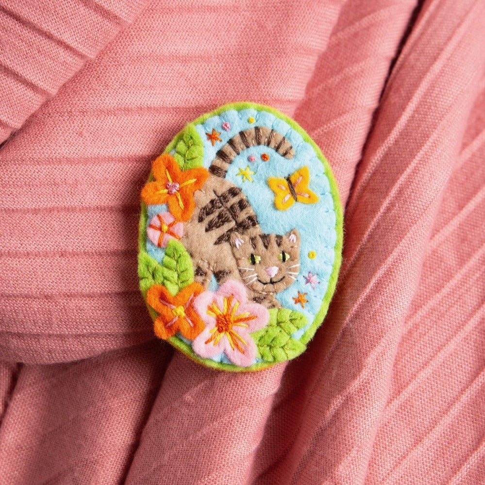 Tabby Cat Felt Craft Brooch Kit
